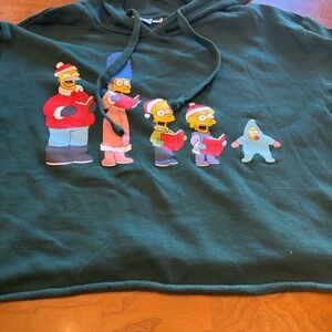 The‎ Simpson’s Green Christmas holiday Hoodie cropped sweatshirt Sz medium